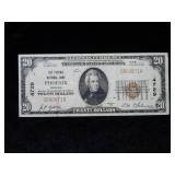 1929 $20 US National Currency Charter Bank#4729