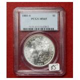 1881 S Morgan Silver Dollar PCGS MS65