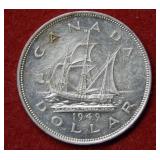 1949 Canada Silver Dollar Coin