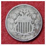 1866 Shield Nickel with rays