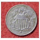 1866 Shield Nickel with Rays