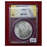 1886 Morgan Silver Dollar ANACS MS62