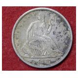 1877 CC Seated Liberty Silver Half Dollar