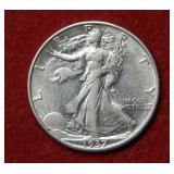 1937 D Walking Liberty Silver Half Dollar Coin