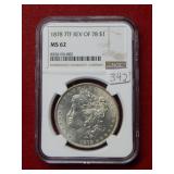 1878 7TF REV of 78 Morgan Silver Dollar NGC MS62