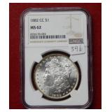 1882 CC Morgan Silver Dollar NGC MS62