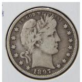 1897 Barber Silver Quarter