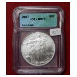 2007 Silver Eagle 1oz ICG MS70