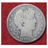1892 O Barber Silver Half