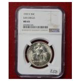 1935 S San Diego Silver Comm Half NGC MS65