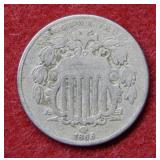 1866 Shield Nickel with rays