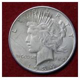 1934 D Peace Silver Dollar Coin - scratches