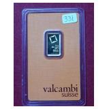 Valcambi 2.5 g 999.9 Fine Gold Bullion
