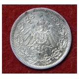 1906 German 1/2 Silver Mark Coin