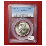 1963 D Franklin Silver Half PCGS MS65