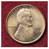1938 Lincoln Wheat Cent Coin