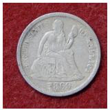 1869 S Seated Liberty Silver Dime