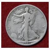1921 S Walking Liberty Silver Half Dollar