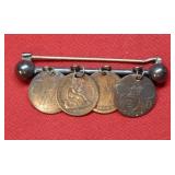 Antique Pin w/ Four Seated Liberty Dime Love Token