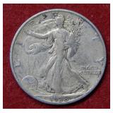 1938 D Walking Liberty Silver Half Dollar Coin