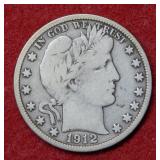 1912 D Barber Silver Half Dollar Coin