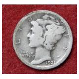 1921 D Mercury Silver Dime