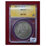 1884 S Morgan Silver Dollar ANACS AU53