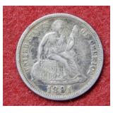 1891 Seated Liberty Silver Dime
