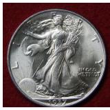 1937 Walking Liberty Silver Half Dollar Coin