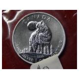 2011 Canada Silver Timber Wolf $5 Coin ***