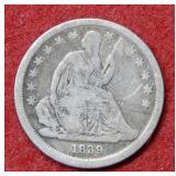 1839 Seated Liberty Silver Dime - No Drapery