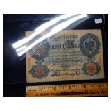 1914 German 5 Reichsbanknote with Stamps