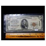1929 $5 National Currency -Waynesboro Charter Bank