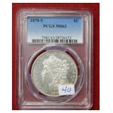 1878 S Morgan Silver Dollar Coin PCGS MS63