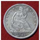 1842 Seated Liberty Silver Half - no motto