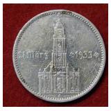 1934 German 5 Mark Silver Coin with History