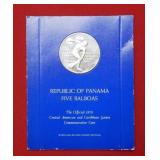 1970 Panama Olympic 5 Balboa Proof Silver Coin