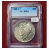 1926 S Peace Silver Dollar ICG AU58