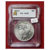 1926 D Peace Silver Dollar ICG AU55