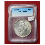 1923 D Peace Silver Dollar ICG MS62