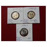 1945 PD&S Jefferson Nickels