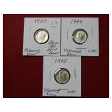 1943-1944-1945 Mercury Dimes