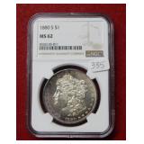 1880 S Morgan Silver Dollar NGC MS62