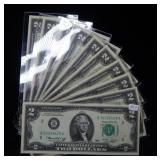 (10) 1976 $2 Federal Reserve Notes