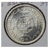 1955 Angola 20 Escudos Silver Coin