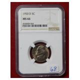 1950 D Jefferson Nickel NGC MS66