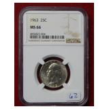 1963 Washington Silver Quarter NGC MS66