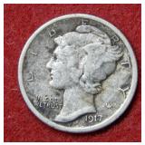 1917 D Mercury Silver Dime