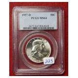 1957 D Franklin Silver Half PCGS MS64