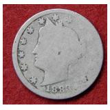 1883 Liberty Head Nickel with Cents - first year